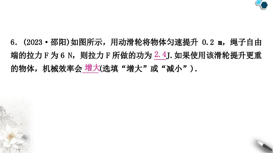 中考物理復(fù)習(xí)力學(xué)第12講簡單機(jī)械第2課時(shí)滑輪(組)斜面機(jī)械效率課件第7頁