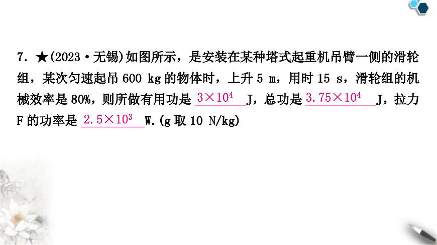 中考物理復(fù)習(xí)力學(xué)第12講簡單機(jī)械第2課時(shí)滑輪(組)斜面機(jī)械效率課件第8頁