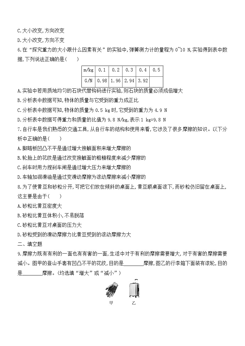 第八章 力 单元测试卷(试题)---2023-2024学年度苏科版八年级物理下册02