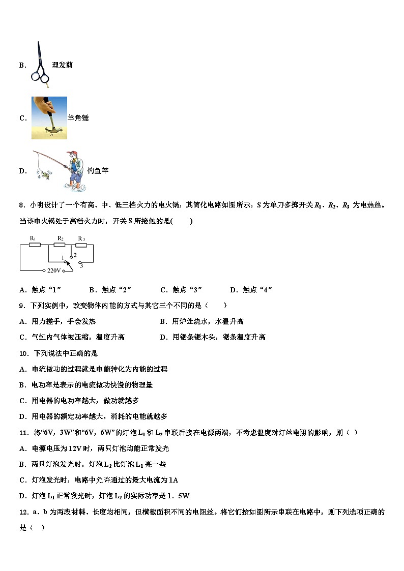 2023-2024学年物理九上期末复习检测试题03