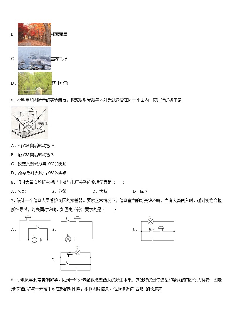 湖南省武汉市常青第一学校2023-2024学年八年级物理第一学期期末经典模拟试题含答案02