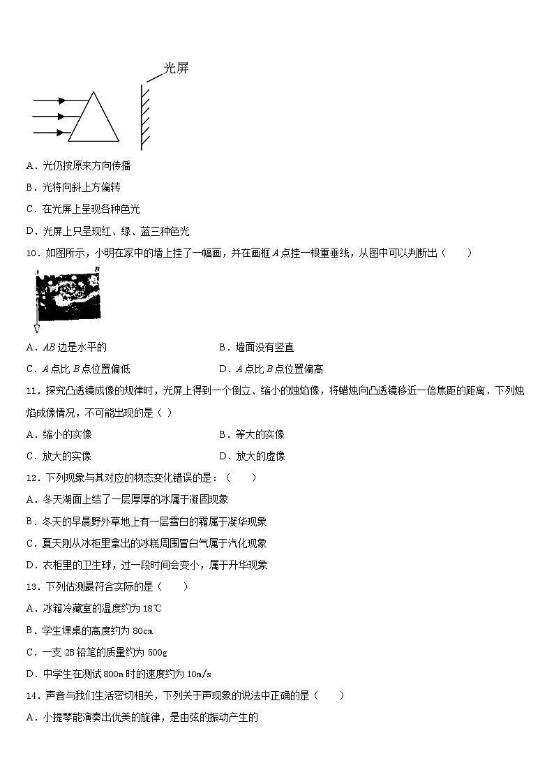 湖南省益阳市赫山区2023-2024学年八年级物理第一学期期末调研模拟试题含答案第3页