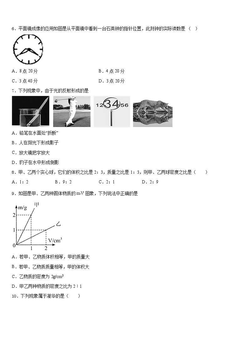 湖南省益阳市赫山区赫山万源中学2023-2024学年物理八年级第一学期期末预测试题含答案第2页