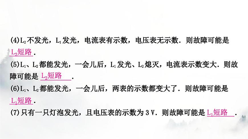 人教版中考物理復(fù)習(xí)電學(xué)主題整合2電路故障分析課件第7頁