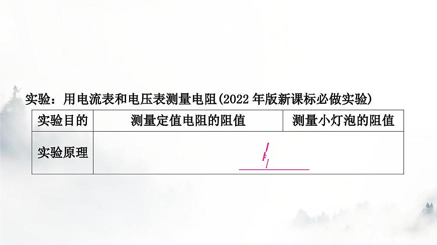 人教版中考物理復(fù)習(xí)電學(xué)主題整合3伏安法實(shí)驗(yàn)第2課時(shí)用電流表和電壓表測(cè)量電阻課件第2頁(yè)
