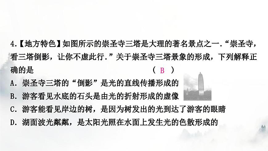 人教版中考物理復習一聲、光、熱學第2講光現(xiàn)象第1課時三種光現(xiàn)象及其辨識課件第5頁