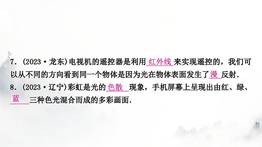 人教版中考物理復習一聲、光、熱學第2講光現(xiàn)象第1課時三種光現(xiàn)象及其辨識課件第8頁