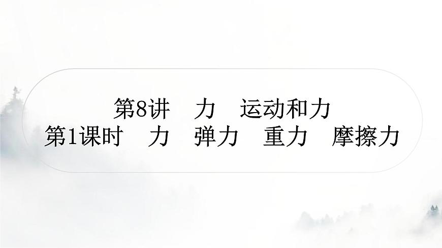 人教版中考物理復(fù)習(xí)二力學(xué)第8講力運(yùn)動(dòng)和力第1課時(shí)力彈力重力摩擦力課件第1頁(yè)