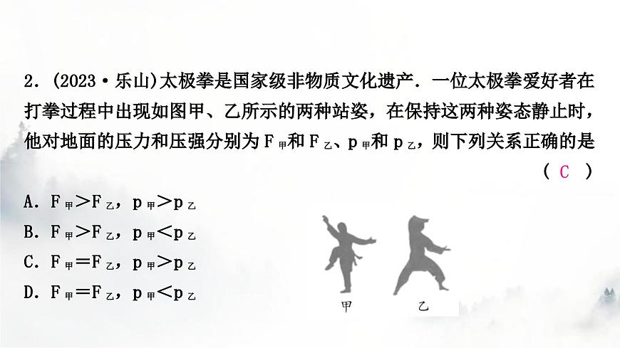 人教版中考物理復(fù)習(xí)二力學(xué)第9講壓強(qiáng)第1課時(shí)固體壓強(qiáng)課件第3頁