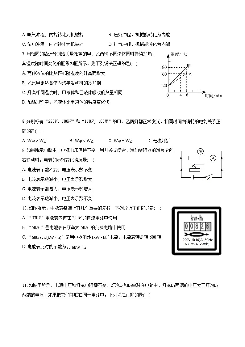 2022-2023学年湖南省常德市汉寿县九年级(上)期末物理试卷(含详细答案解析)第2页