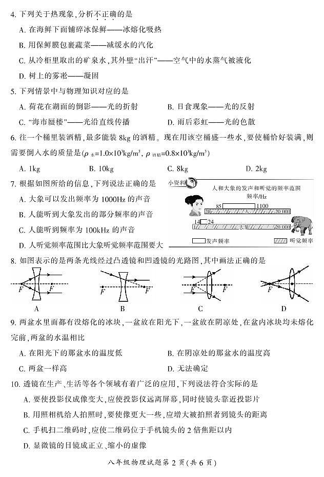 湖南省郴州市2023-2024学年八年级上学期期末考试物理试题第2页