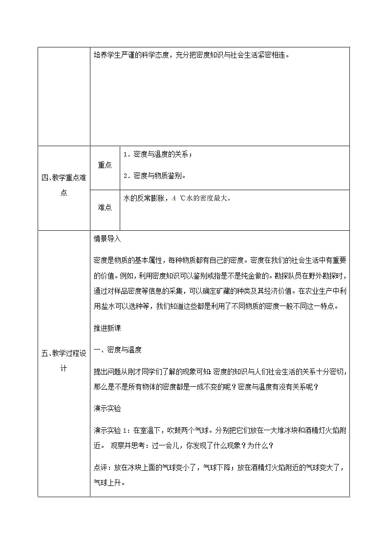 八年級物理新人教版上冊同課異構教案：6.4密度與社會生活第2頁