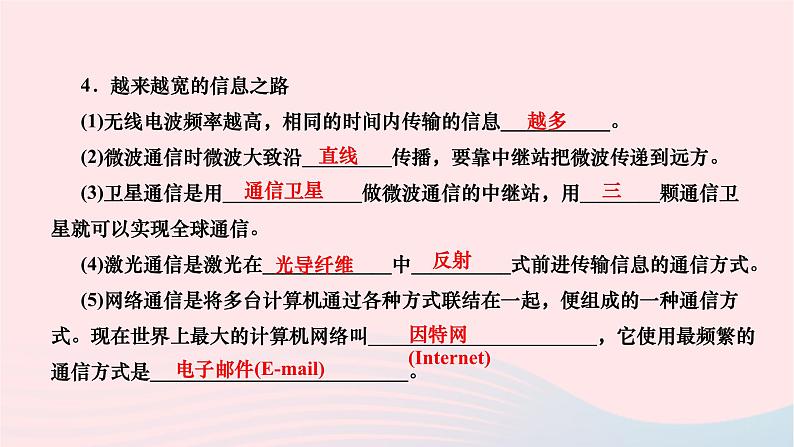 2024九年级物理全册第二十一章信息的传递本章复习与训练作业课件新版新人教版第5页