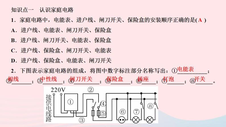 2024九年级物理下册第九章家庭用电9.2家庭电路作业课件新版教科版05