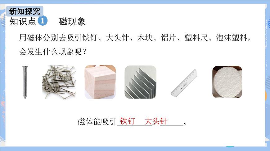 人教版物理九年級下冊第二十章 第一節(jié)磁現(xiàn)象 磁場(第一課時(shí))課件第5頁