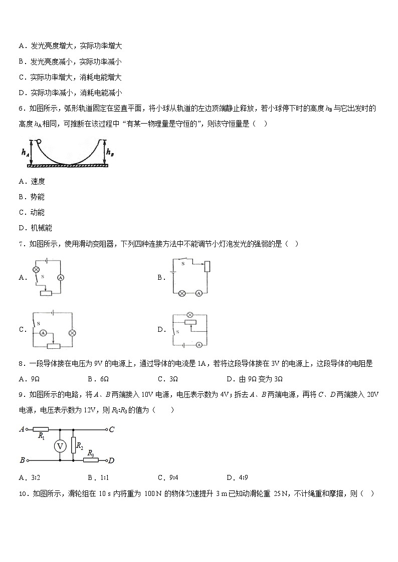 2023-2024学年四川省成都市树德中学九年级物理第一学期期末达标检测模拟试题含答案第2页