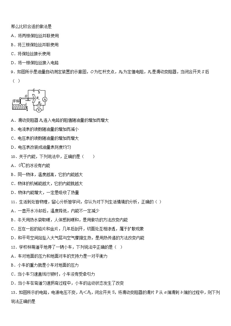 2023-2024学年山东省淄博市博山区物理九上期末学业水平测试模拟试题含答案第3页