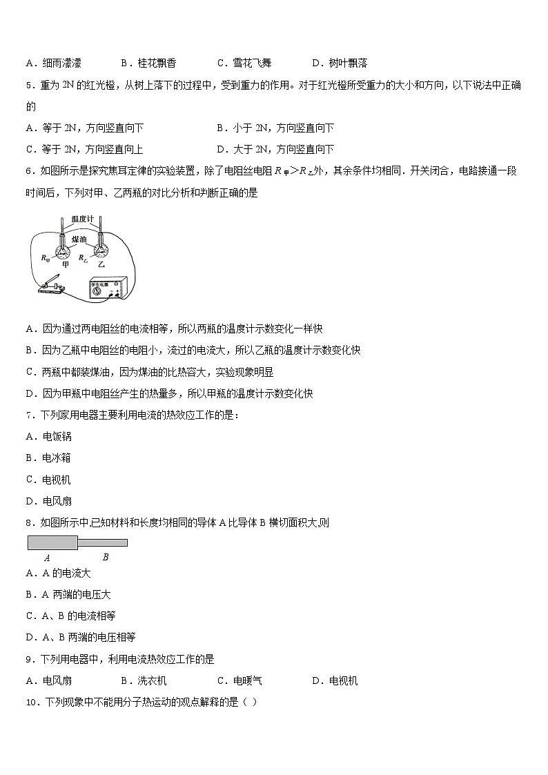 2023-2024学年江苏省盐城市亭湖区盐城景山中学物理九上期末检测模拟试题含答案02
