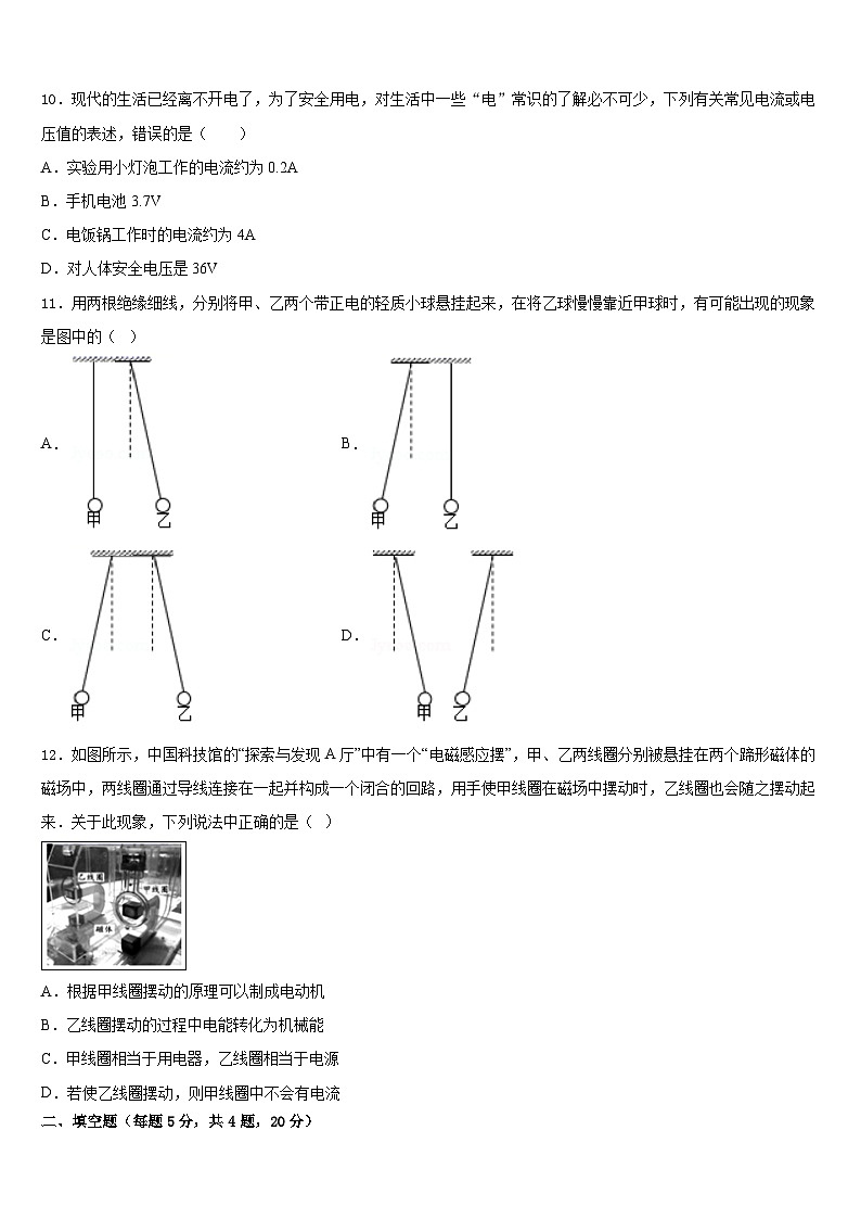2023-2024学年江苏省泰州市部分地区物理九年级第一学期期末学业水平测试试题含答案第3页