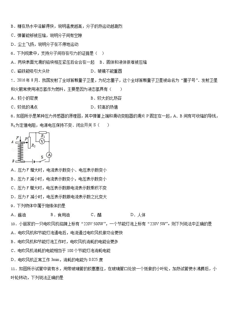 2023-2024学年湖南长沙市广益中学九上物理期末学业水平测试模拟试题含答案02