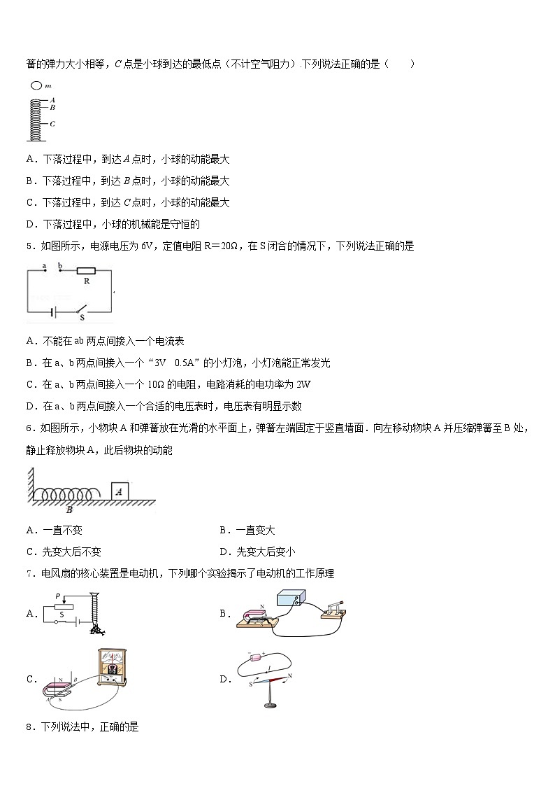 上海市宝山区刘行新华实验学校2023-2024学年九上物理期末达标测试试题含答案02