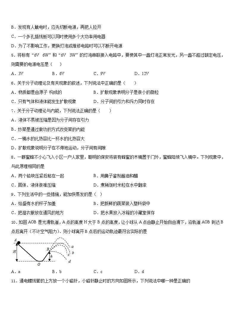 内蒙古自治区包头市东河区第二中学2023-2024学年物理九年级第一学期期末检测试题含答案第2页