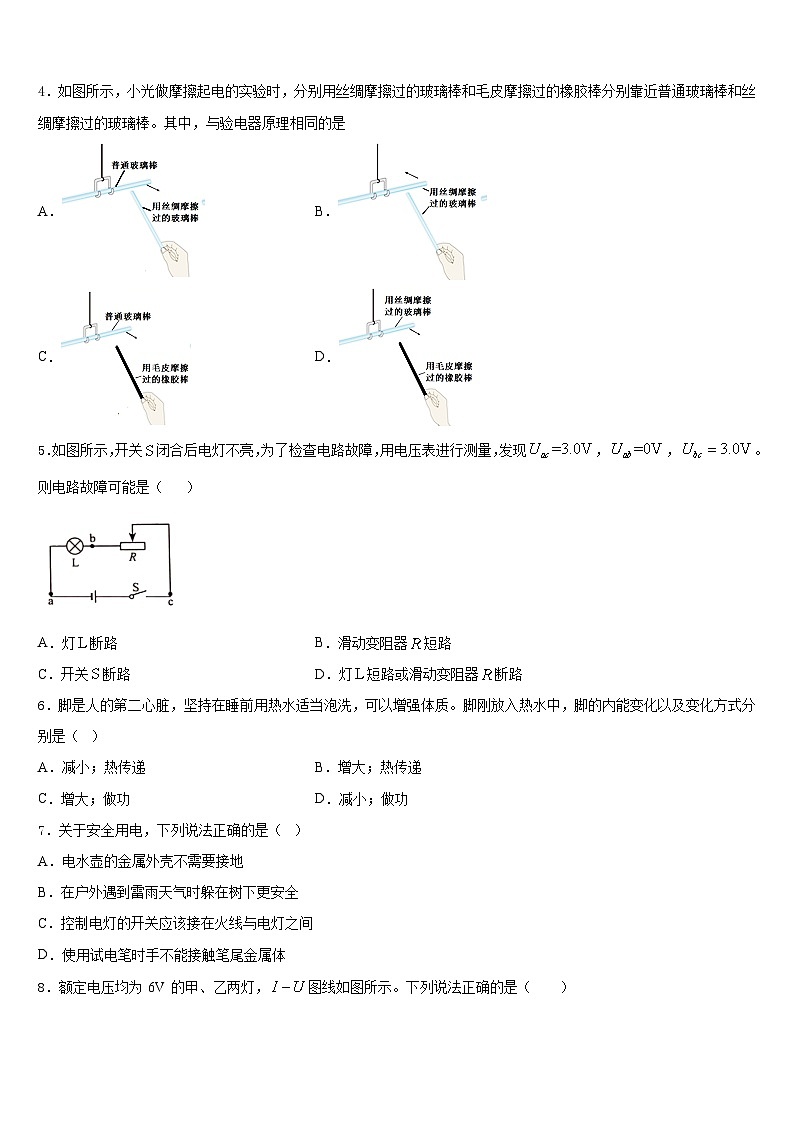 吉林省延边州安图县2023-2024学年九上物理期末联考试题含答案第2页