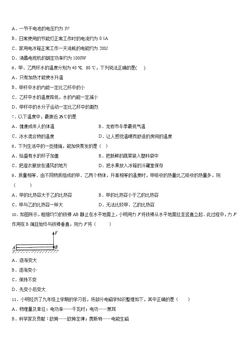 广西崇左市龙州县2023-2024学年九上物理期末达标检测模拟试题含答案02
