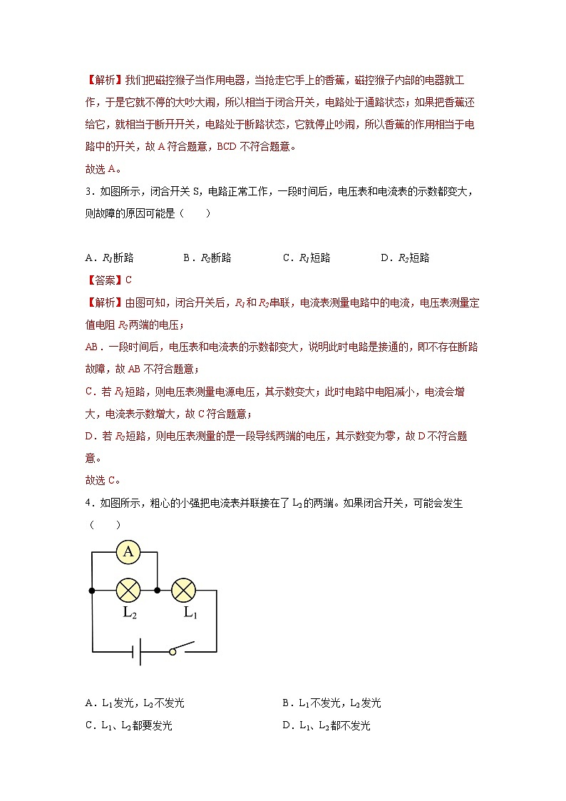 【分层练习】教科版 初中物理 九年级上册 3.2节 《电路》同步练习 (分层练习)(解析版)第2页