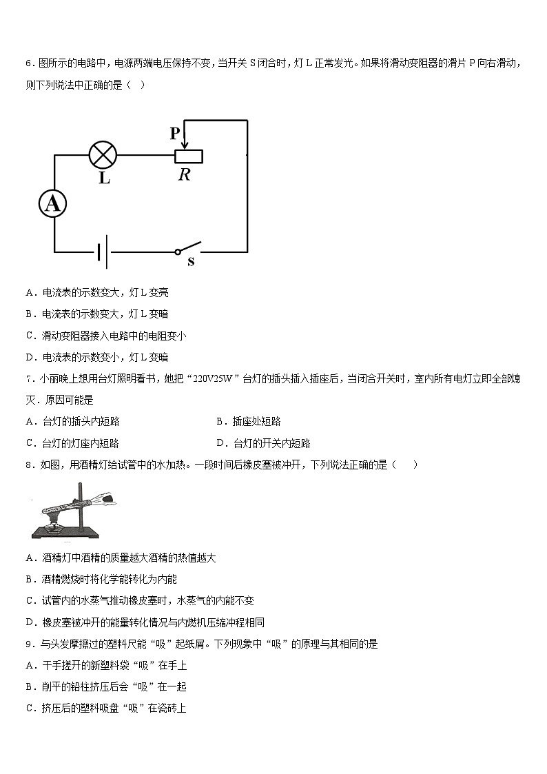 江苏省新吴区2023-2024学年物理九年级第一学期期末预测试题含答案第2页