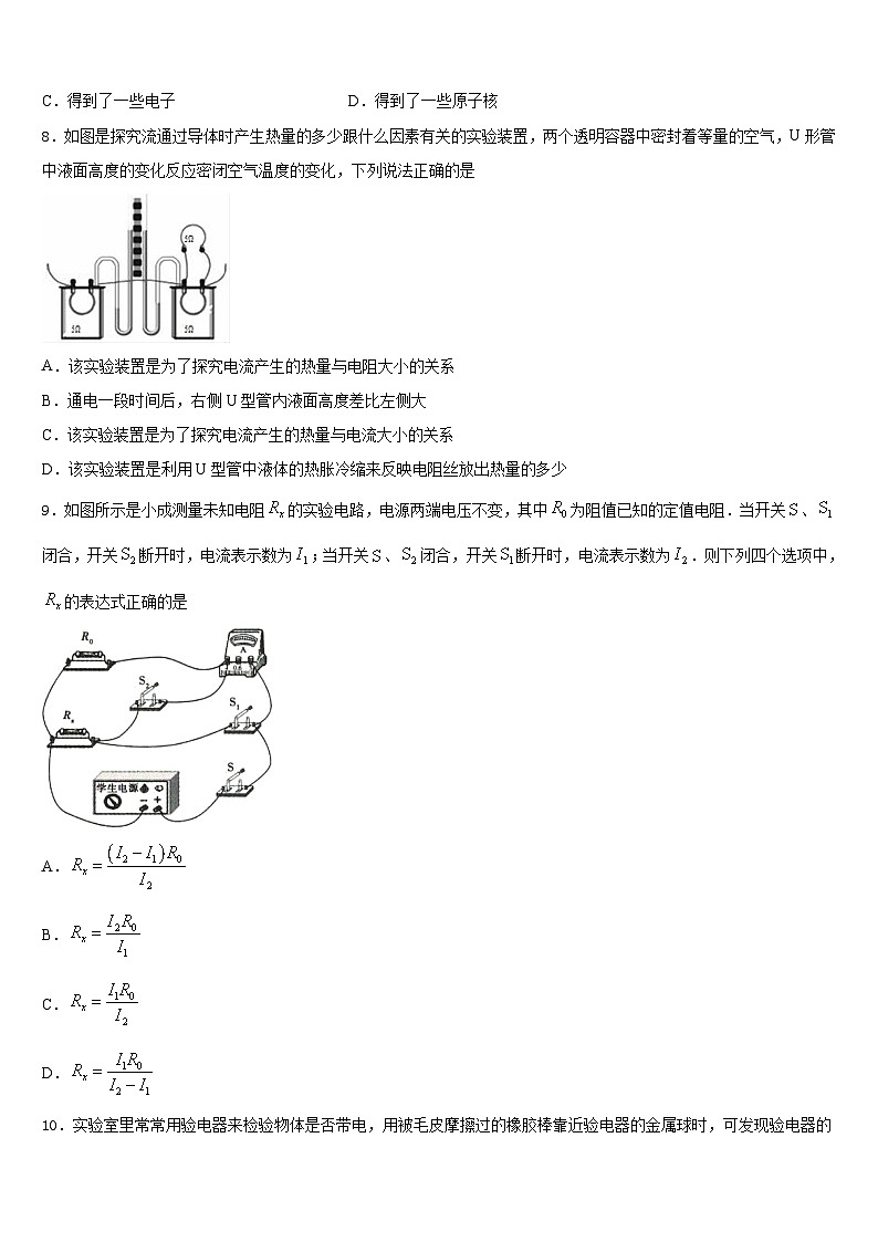 江苏省扬州市大丰区2023-2024学年九上物理期末检测模拟试题含答案第3页