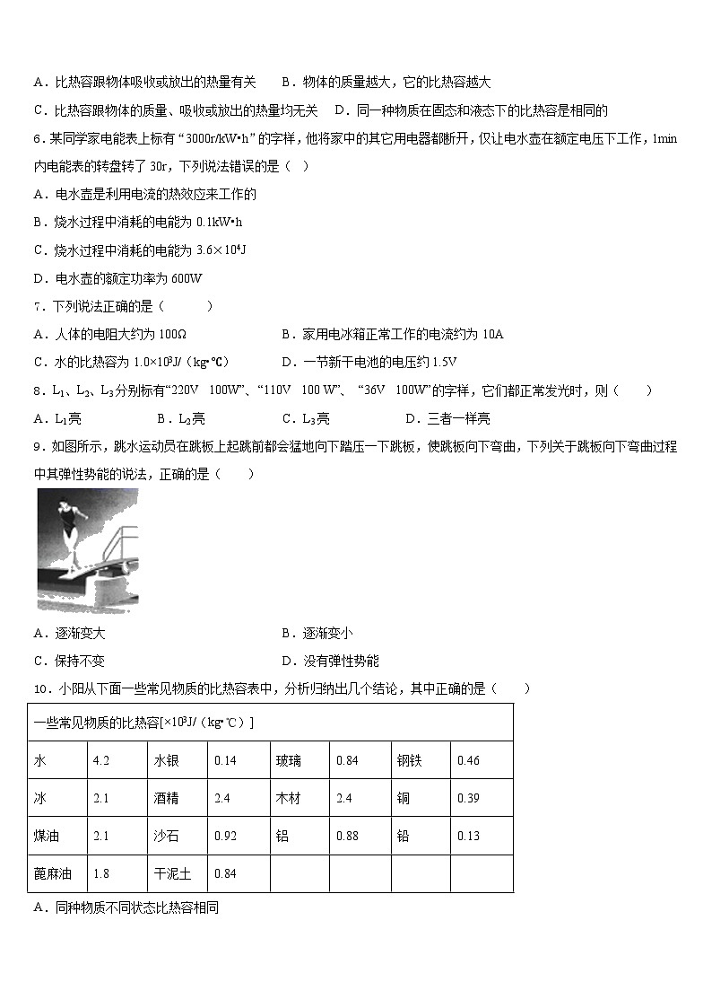 江苏省扬州市江都区城区2023-2024学年九年级物理第一学期期末监测模拟试题含答案02