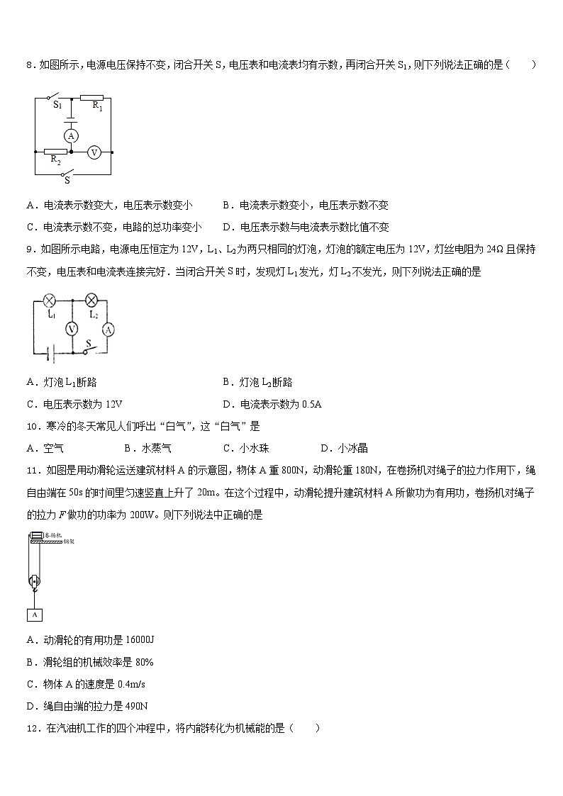 江苏省泰州市兴化市2023-2024学年物理九年级第一学期期末质量跟踪监视模拟试题含答案第3页