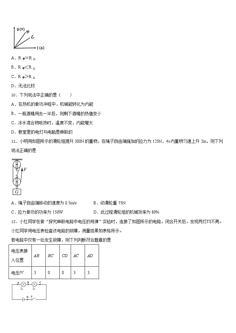 江西省抚州市南城县2023-2024学年物理九上期末教学质量检测试题含答案第3页