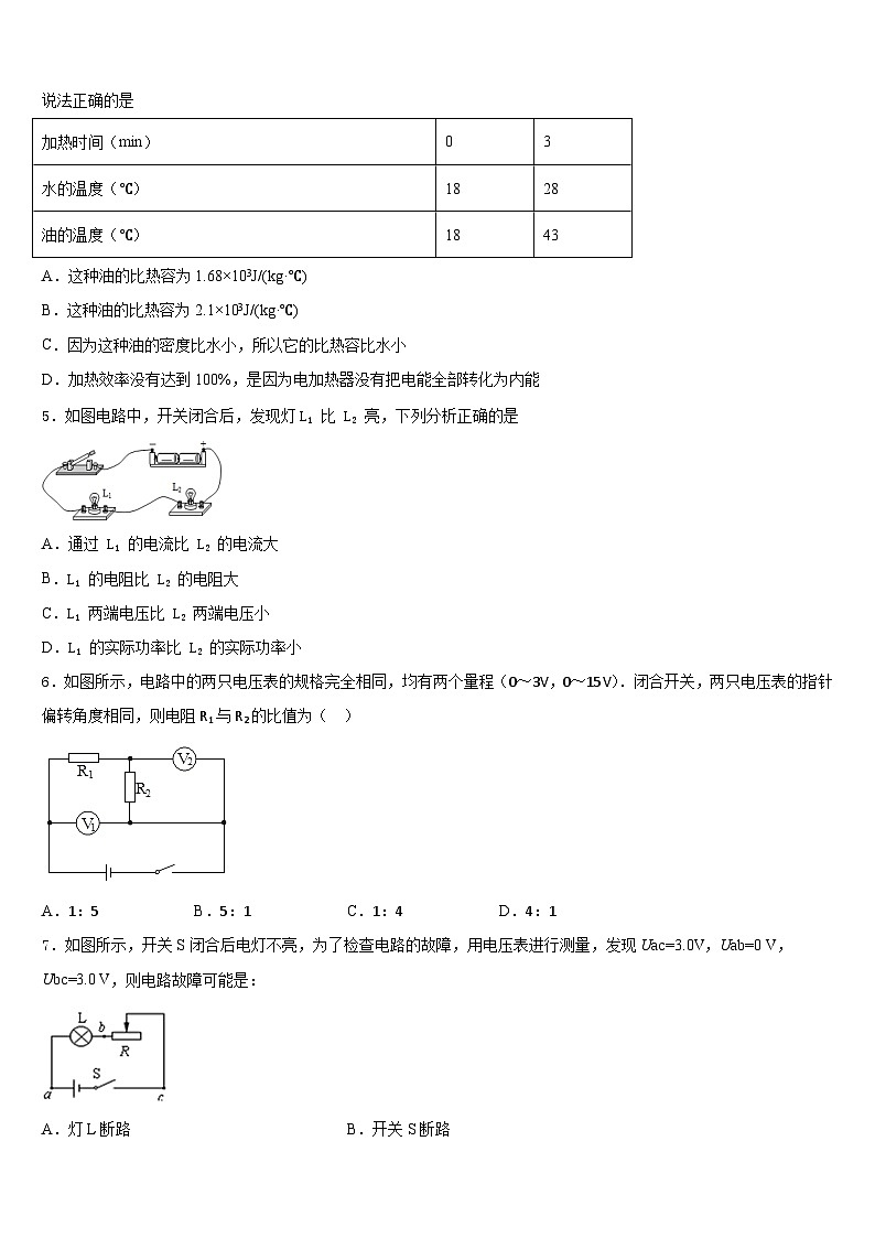 江西省上饶市上饶县2023-2024学年物理九上期末质量检测试题含答案第2页