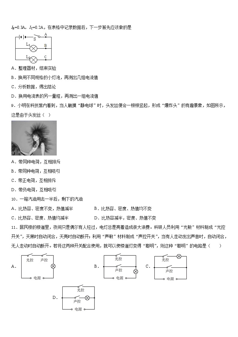河南省济源市2023-2024学年物理九年级第一学期期末联考模拟试题含答案第3页