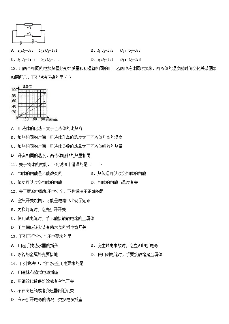 河南省延津县2023-2024学年九上物理期末质量跟踪监视模拟试题含答案03