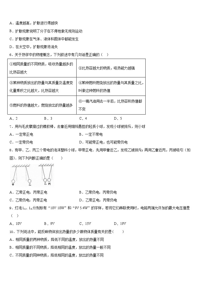 河南省漯河郾城区六校联考2023-2024学年物理九上期末质量检测试题含答案第2页