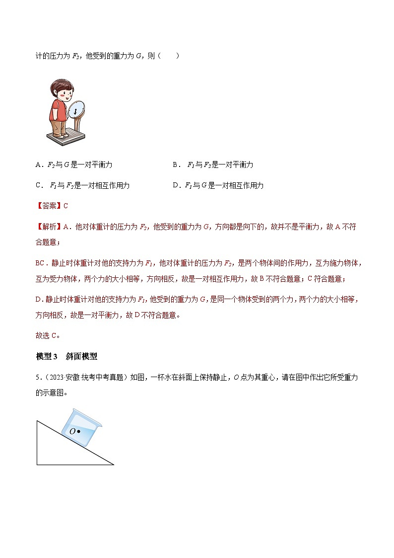 专题09 受力模型分析-5年(2019-2023)中考1年模拟物理分项汇编(安徽专用)(解析版)第3页
