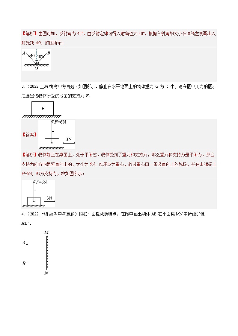 专题16 作图题-5年(2019-2023)中考1年模拟物理分项汇编(上海专用)(解析版)第2页