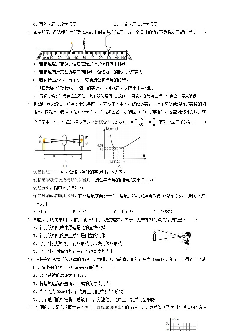 人教版八年級(jí)物理上冊(cè) 5.6第5章《透鏡及其應(yīng)用》單元測(cè)試練習(xí)(A卷)原卷版+解析第2頁(yè)