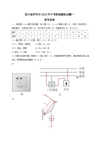 41，2024年四川省泸州市中考物理模拟试题一(1)