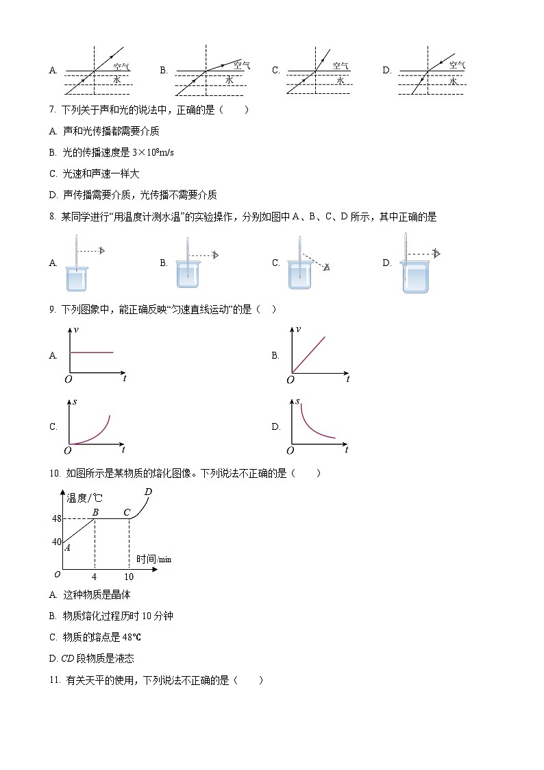精品解析:四川省乐山市峨眉山市2022-2023学年八年级上学期期末物理试题(原卷版)第2页