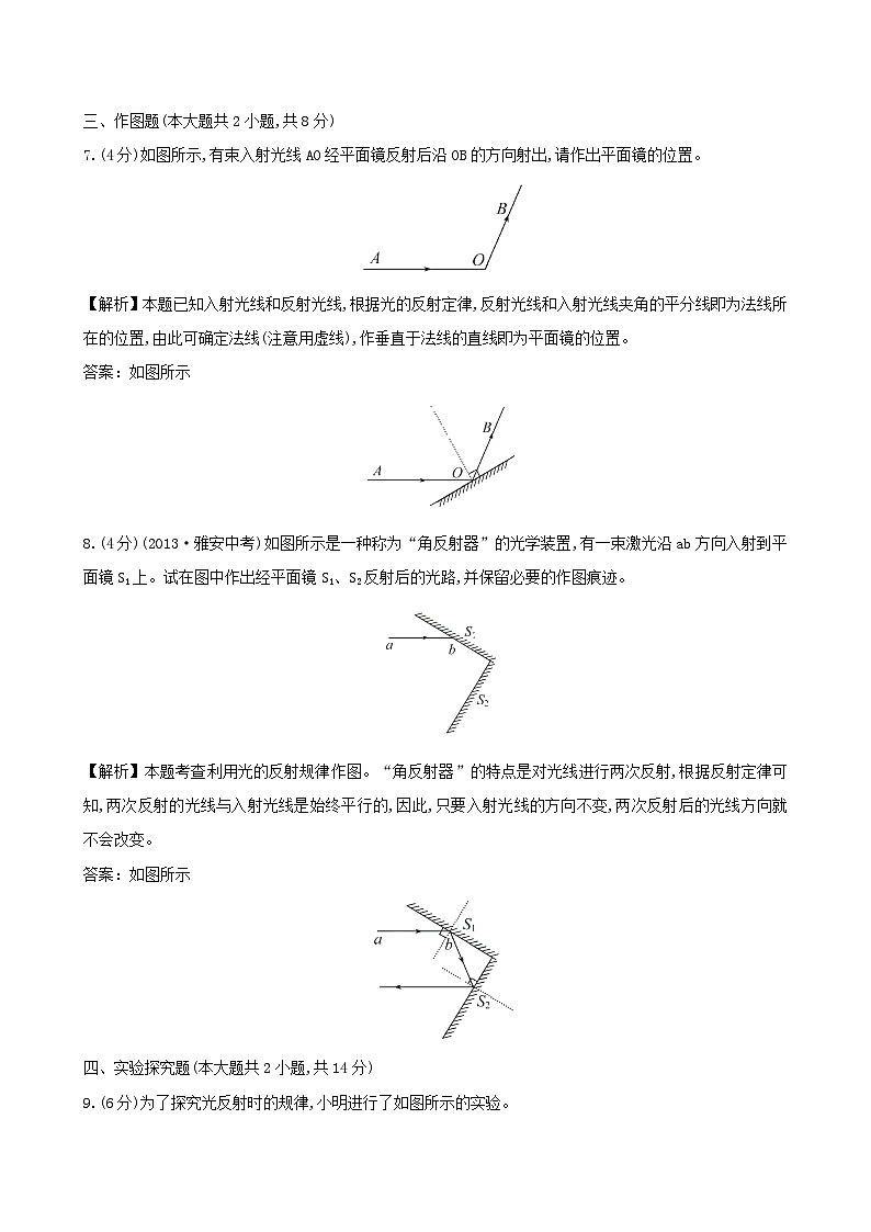 八年级物理上册课时提升作业十四光的反射含解析新版新人教版第3页