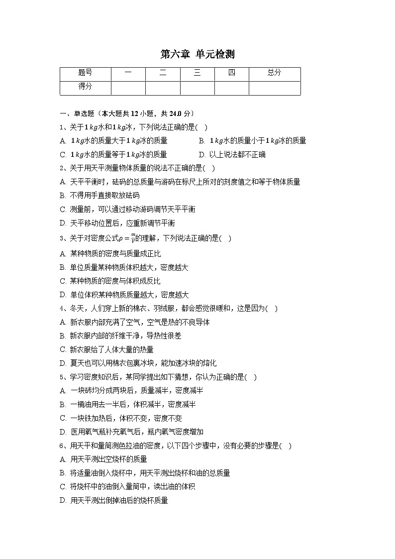 第六章 单元检测试卷八年级物理下册同步精品讲义(苏科版)01