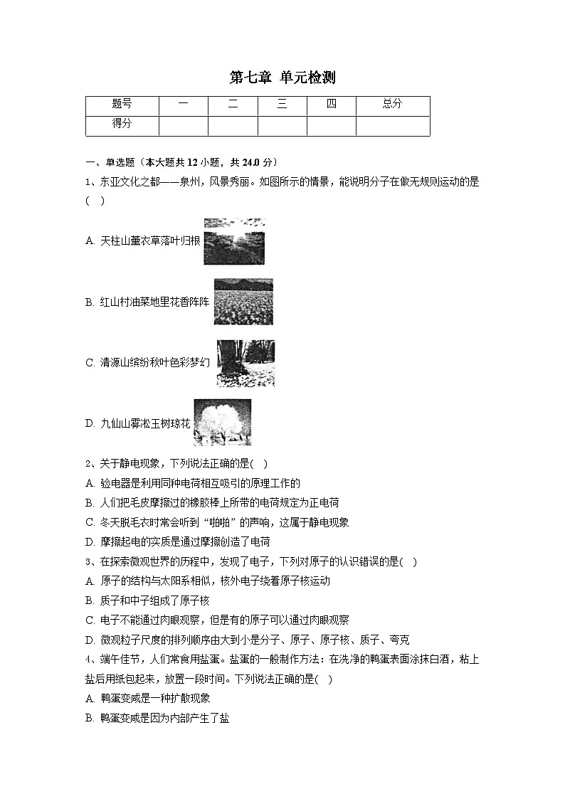 第七章 单元检测试卷八年级物理下册同步精品讲义(苏科版)01