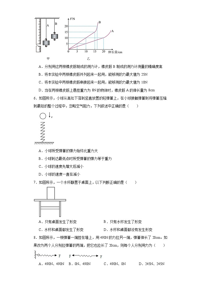 2023-2024学年人教版物理八年级下册7.2+弹力+同步练习(含答案)02