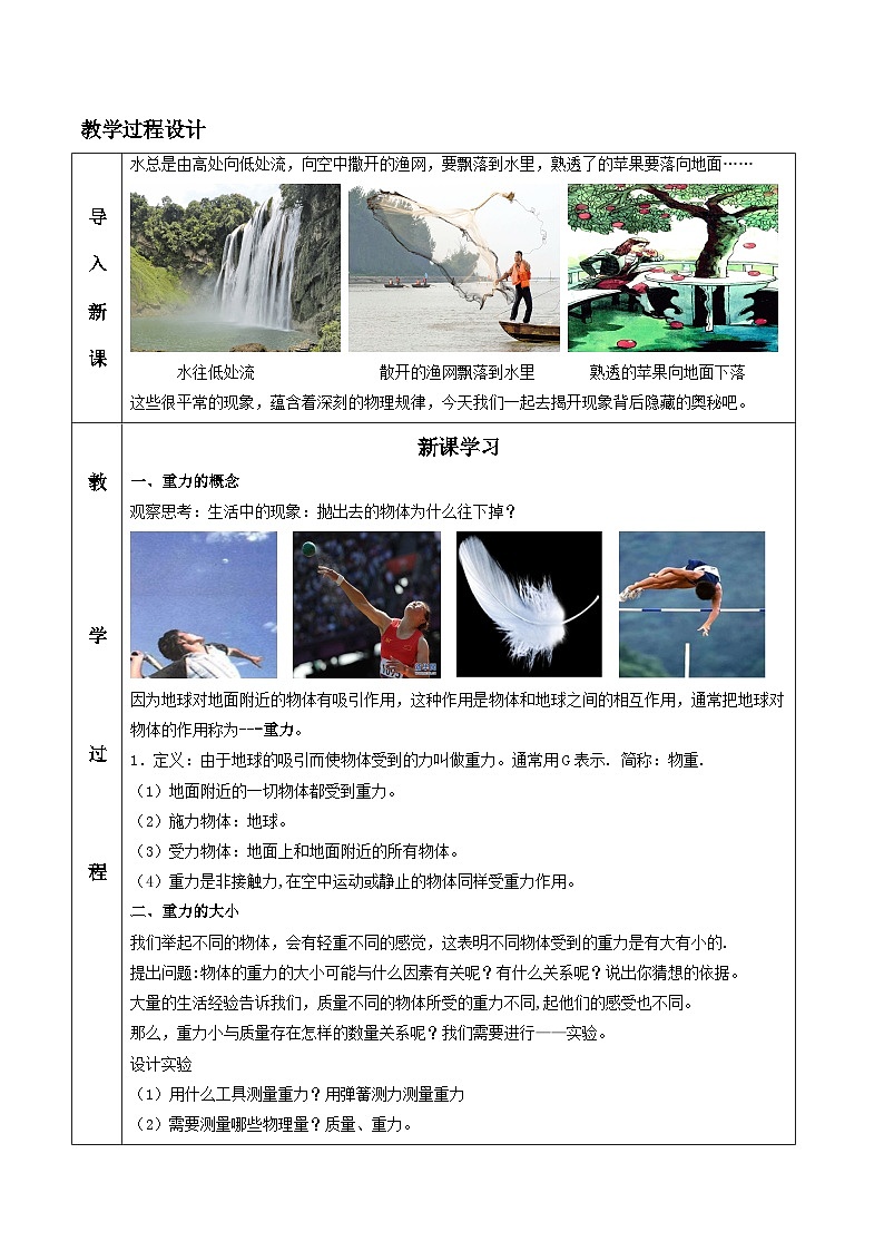 人教版八年级下册物理7.3 重力(教学设计)第2页
