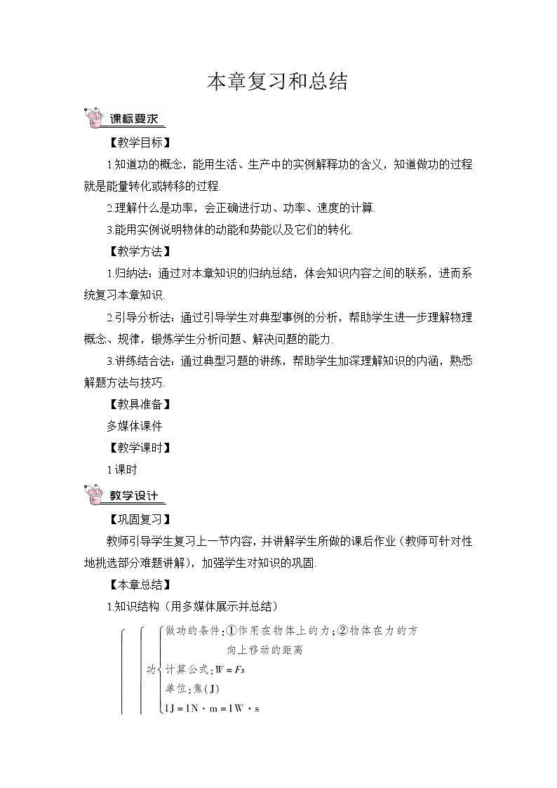 人教版八年級(jí)下冊(cè)物理第十一章本章復(fù)習(xí)和總結(jié)(教案)第1頁