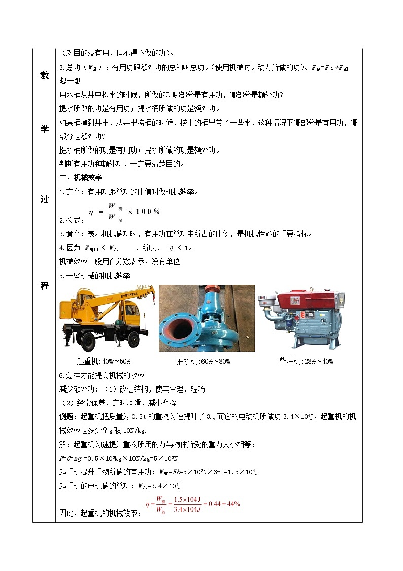 人教版八年級(jí)下冊(cè)物理12.3 機(jī)械效率（教學(xué)設(shè)計(jì)）第3頁(yè)